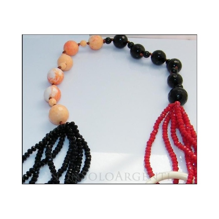 NSA|necklace onyx and half black and red india crystals for women stones