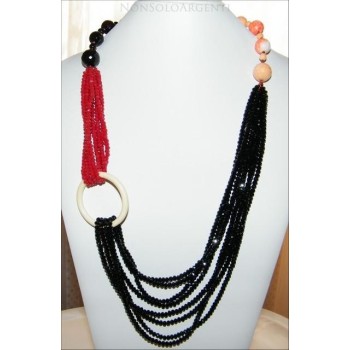NSA|necklace onyx and half black and red india crystals for women stones