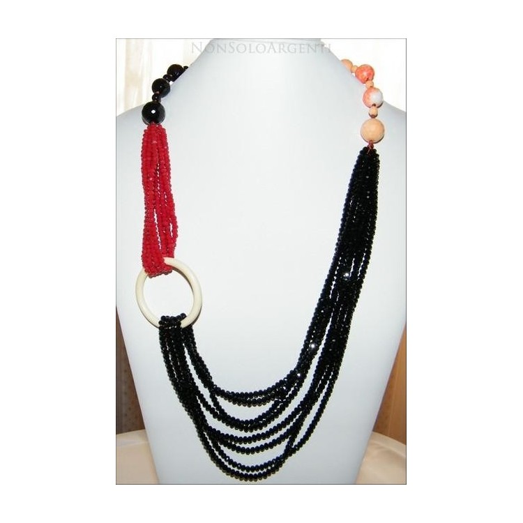 NSA|necklace onyx and half black and red india crystals for women stones