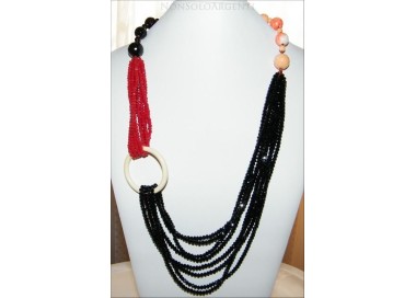 NSA|necklace onyx and half black and red india crystals for women stones