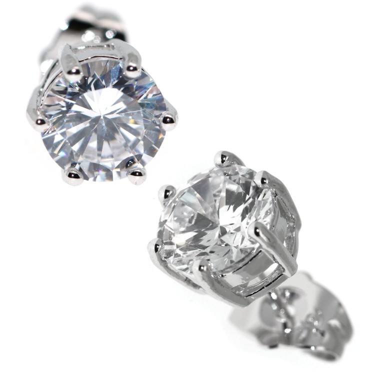 NSA|Rhodium-plated 6-jaw man or woman light point earrings 18kGF