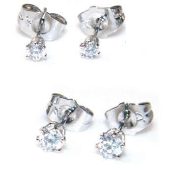 NSA|Rhodium-plated 6-jaw man or woman light point earrings 18kGF