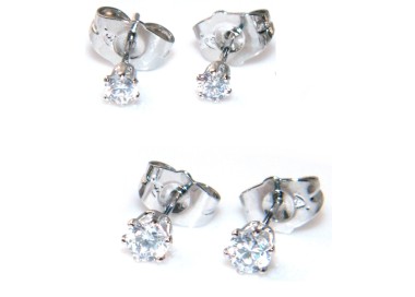 NSA|Rhodium-plated 6-jaw man or woman light point earrings 18kGF