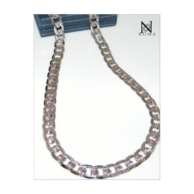 NSA|Bigiotteria : collana uomo donna grumetta diamanta e brillantata Lamin ORO BIANCO 18k Gold PLATED