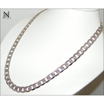 NSA|Bigiotteria : collana uomo donna grumetta diamanta e brillantata Lamin ORO BIANCO 18k Gold PLATED