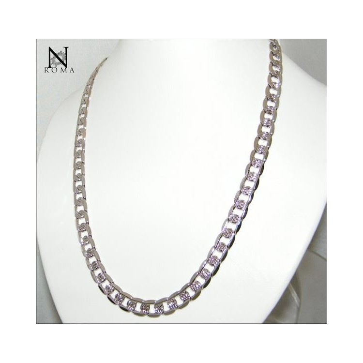 NSA|Bigiotteria : collana uomo donna grumetta diamanta e brillantata Lamin ORO BIANCO 18k Gold PLATED