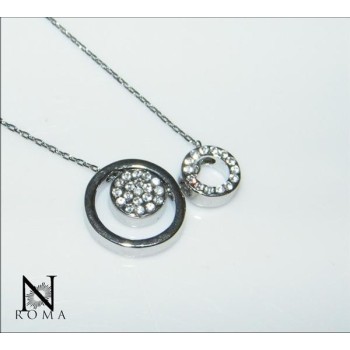 NSA|Bigiotteria : Collana o Parure cerchi con girocollo 3 ciondoli e orecchini punto luce e strass