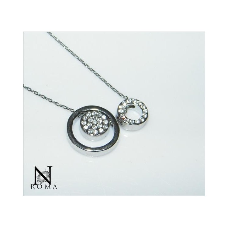 NSA|Bigiotteria : Collana o Parure cerchi con girocollo 3 ciondoli e orecchini punto luce e strass