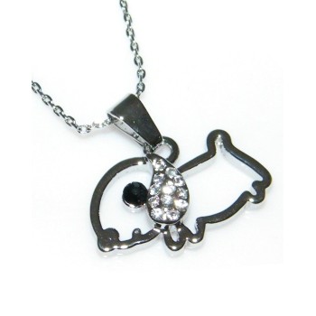 NSA|Dog necklace or set with pendant choker and rhinestone light point earrings