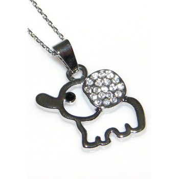 NSA|Collana o Parure Elefante con girocollo ciondolo e orecchini punto luce e strass