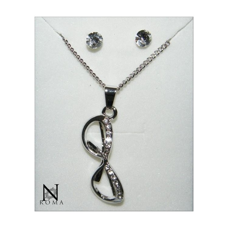 NSA|Bigiotteria : Collana o Parure Occhiali da sole con girocollo ciondolo e orecchini punto luce e strass