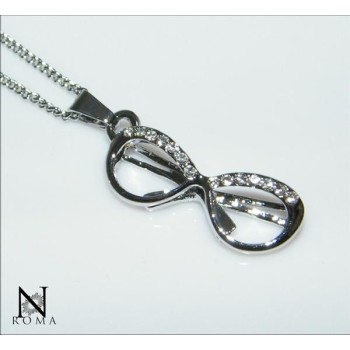 NSA|Bigiotteria : Collana o Parure Occhiali da sole con girocollo ciondolo e orecchini punto luce e strass