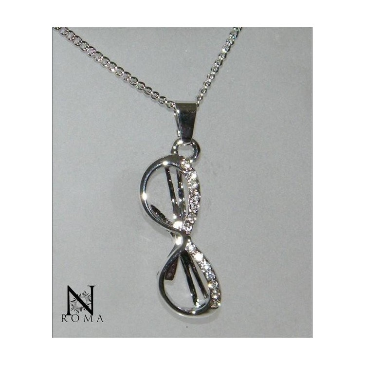 NSA|Bigiotteria : Collana o Parure Occhiali da sole con girocollo ciondolo e orecchini punto luce e strass