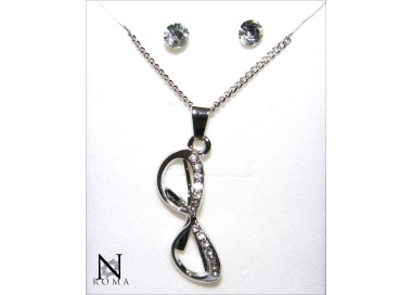 NSA|Necklace or Set Sunglasses with pendant choker and light point earrings and rhinestones