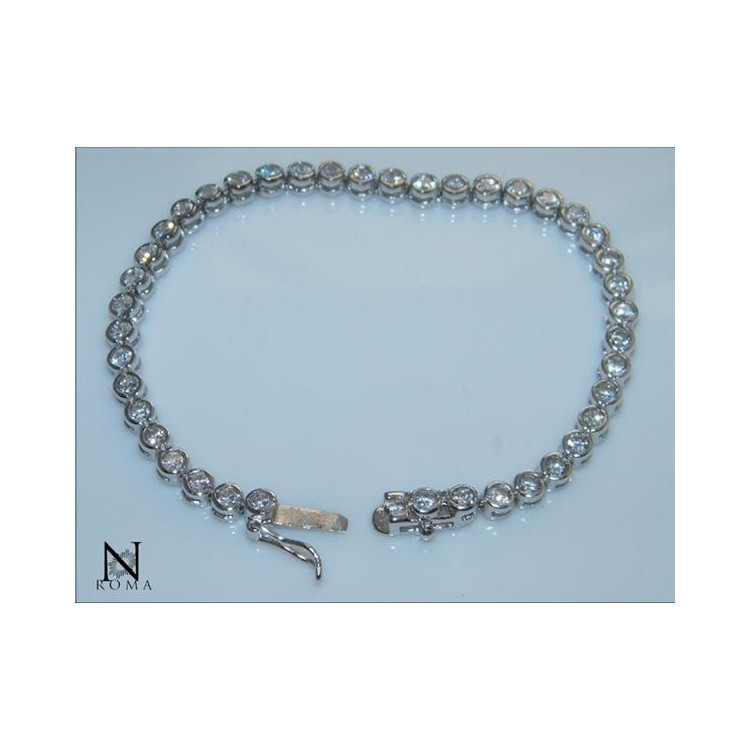 NSA|Argento 925 : Bracciale Tennis Con Zirconi  bianchi cipollino 3 mm