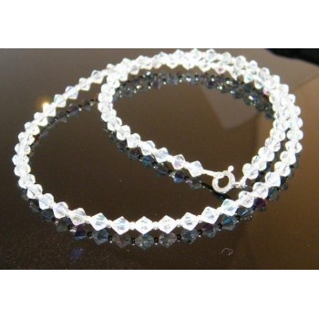NSA|Collana girocollo Argento 925 Con Swarovski Bicono Bianco varie lunghezze