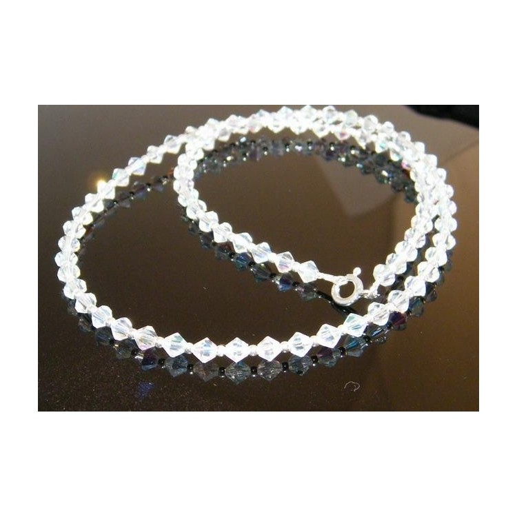 NSA|Collana girocollo Argento 925 Con Swarovski Bicono Bianco varie lunghezze