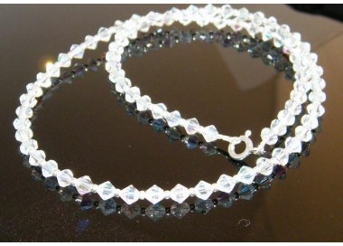 NSA|Collana girocollo Argento 925 Con Swarovski Bicono Bianco varie lunghezze