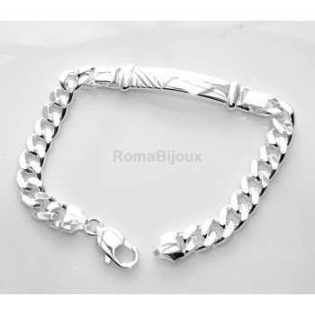 NSA|SILVER 925: Bracelet man massive chain gourmette plate reliefs 20.50 cm 26.30 gr