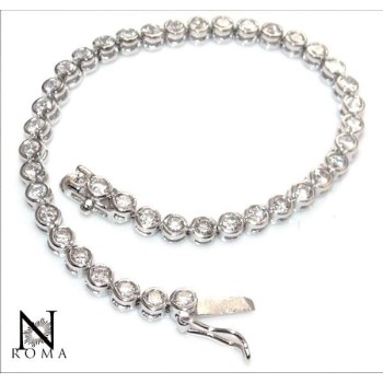 NSA|Argento 925 : Bracciale Tennis Con Zirconi  bianchi cipollino 3 mm