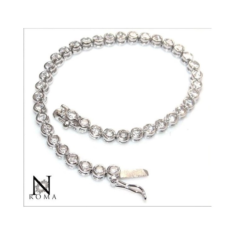 NSA|Argento 925 : Bracciale Tennis Con Zirconi  bianchi cipollino 3 mm