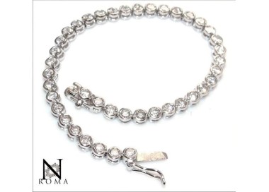 NSA|Argento 925 : Bracciale Tennis Con Zirconi  bianchi cipollino 3 mm
