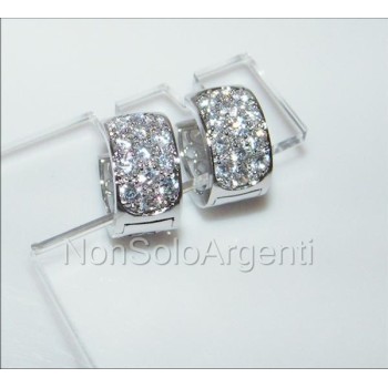 NSA|Orecchini donna a cerchio con pavè di zirconi  Lamin ORO BIANCO 18k Gold PLATED