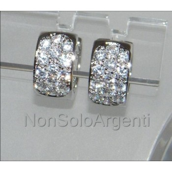 NSA|Orecchini donna a cerchio con pavè di zirconi  Lamin ORO BIANCO 18k Gold PLATED