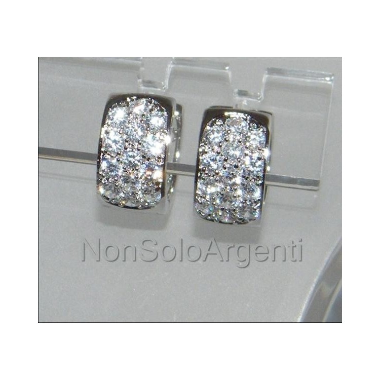 NSA|Orecchini donna a cerchio con pavè di zirconi  Lamin ORO BIANCO 18k Gold PLATED