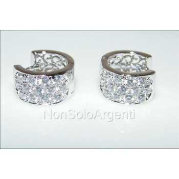 NSA|Orecchini donna a cerchio con pavè di zirconi  Lamin ORO BIANCO 18k Gold PLATED