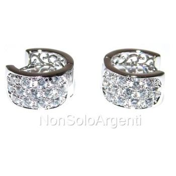 NSA|Orecchini donna a cerchio con pavè di zirconi  Lamin ORO BIANCO 18k Gold PLATED