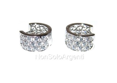 NSA|Orecchini donna a cerchio con pavè di zirconi  Lamin ORO BIANCO 18k Gold PLATED