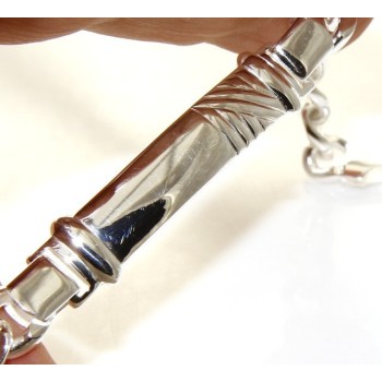 NSA|bracciale argento 925 grumetta targa uomo rilievi 20,50 cm