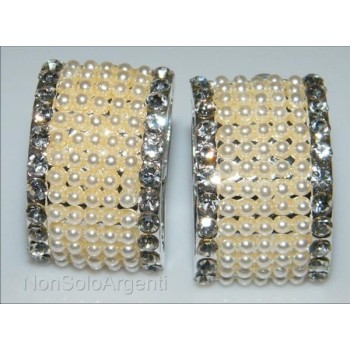 NSA|Bigiotteria : orecchini clips argento o oro bombati con perle vetro e strass