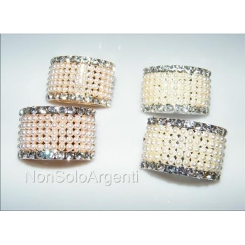 NSA|Bigiotteria : orecchini clips argento o oro bombati con perle vetro e strass