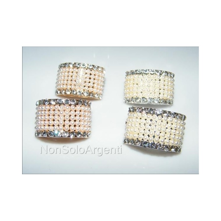 NSA|Bigiotteria : orecchini clips argento o oro bombati con perle vetro e strass
