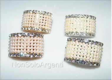 NSA|Bigiotteria : orecchini clips argento o oro bombati con perle vetro e strass