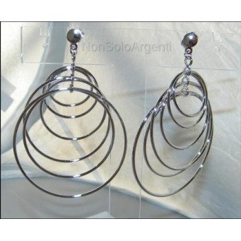 NSA|Orecchini donna Motion 6 cerchi a gradazione Lamin ORO BIANCO 18k Gold PLATED