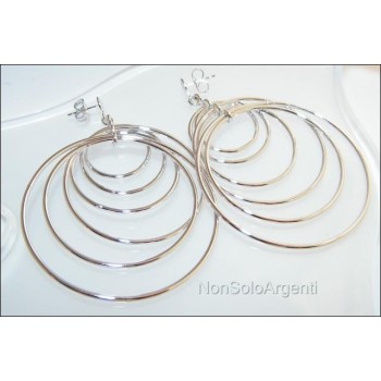 NSA|Orecchini donna Motion 6 cerchi a gradazione Lamin ORO BIANCO 18k Gold PLATED