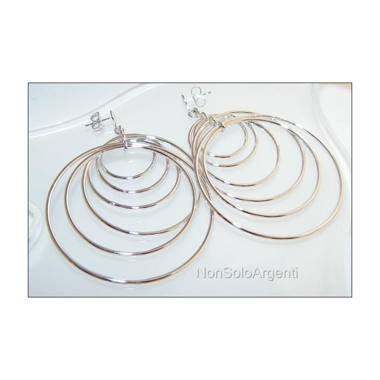 NSA|Orecchini donna Motion 6 cerchi a gradazione Lamin ORO BIANCO 18k Gold PLATED