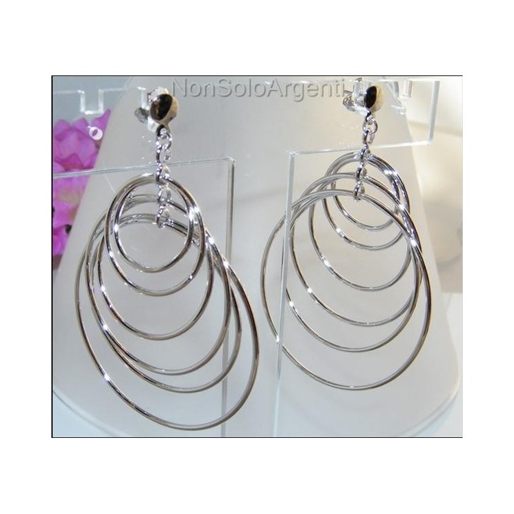 NSA|Orecchini donna Motion 6 cerchi a gradazione Lamin ORO BIANCO 18k Gold PLATED