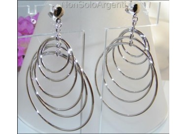 NSA|Orecchini donna Motion 6 cerchi a gradazione Lamin ORO BIANCO 18k Gold PLATED