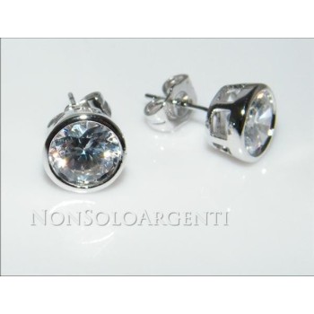 NSA|Orecchini uomo o donna punto luce taglio brillante 8 mm cipollina Lamin ORO BIANCO 18k Gold PLATED
