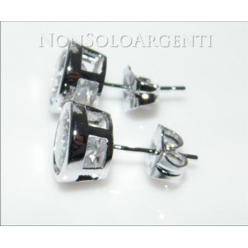 NSA|Orecchini uomo o donna punto luce taglio brillante 8 mm cipollina Lamin ORO BIANCO 18k Gold PLATED