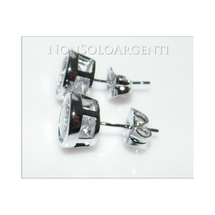 NSA|Orecchini uomo o donna punto luce taglio brillante 8 mm cipollina Lamin ORO BIANCO 18k Gold PLATED