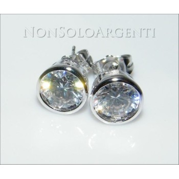 NSA|Orecchini uomo o donna punto luce taglio brillante 8 mm cipollina Lamin ORO BIANCO 18k Gold PLATED