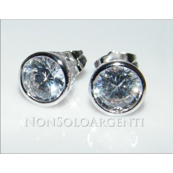NSA|Orecchini uomo o donna punto luce taglio brillante 8 mm cipollina Lamin ORO BIANCO 18k Gold PLATED