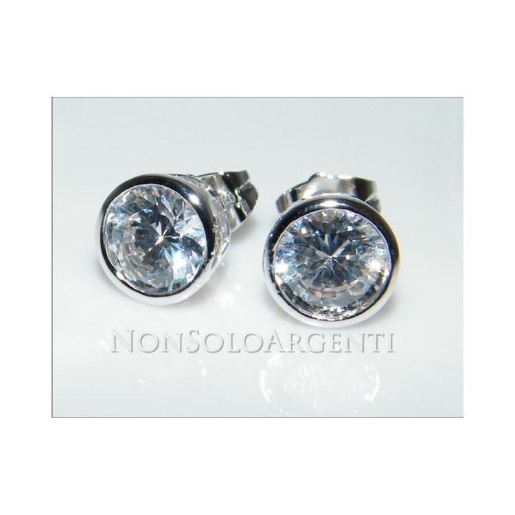 NSA|Orecchini uomo o donna punto luce taglio brillante 8 mm cipollina Lamin ORO BIANCO 18k Gold PLATED