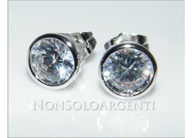 NSA|Orecchini uomo o donna punto luce taglio brillante 8 mm cipollina Lamin ORO BIANCO 18k Gold PLATED
