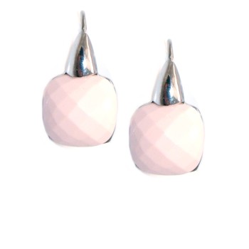 NSA|earrings silver 925 pink salmon stone faceted nun